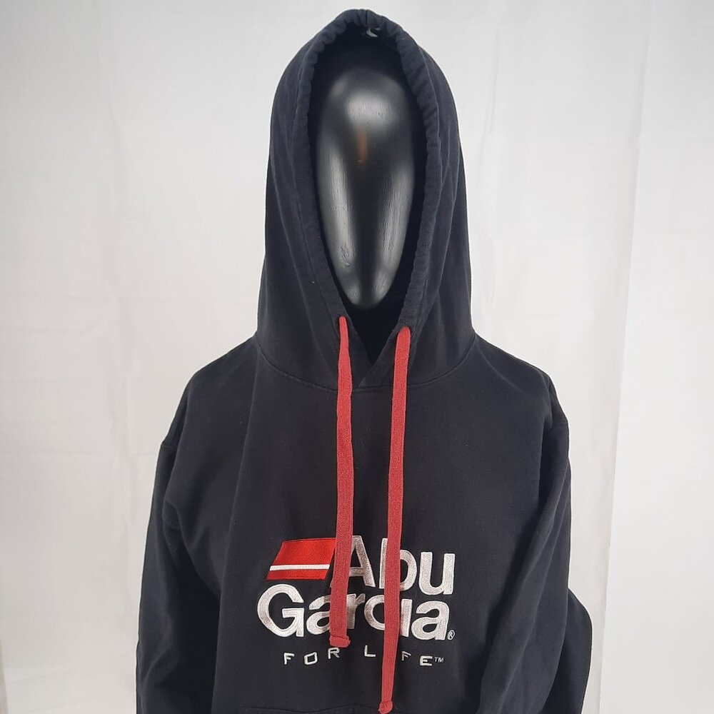 Abu Garcia Fishing Black Sweater Hoodie Adult Size Large Embroidery Logo
